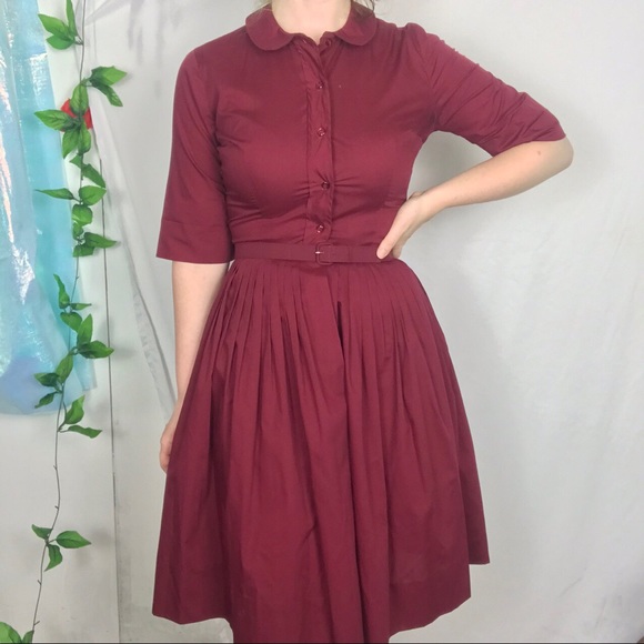 Vintage 1950’s burgundy dress - Picture 1 of 4